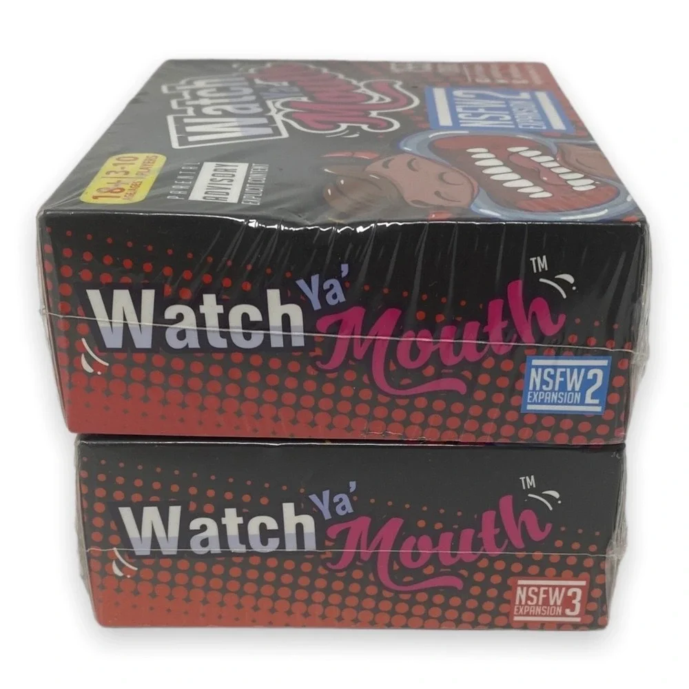Watch Ya' Mouth NSFW Expansion 2 & 3 Party Game Set - 155‎ Cards Per Pack - NEW
